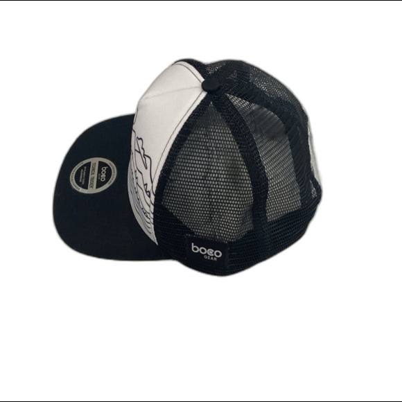 Boco Cap Hat Unisex Snapback Black White Foam Front Graphic Technical Trucker - Picture 2 of 6